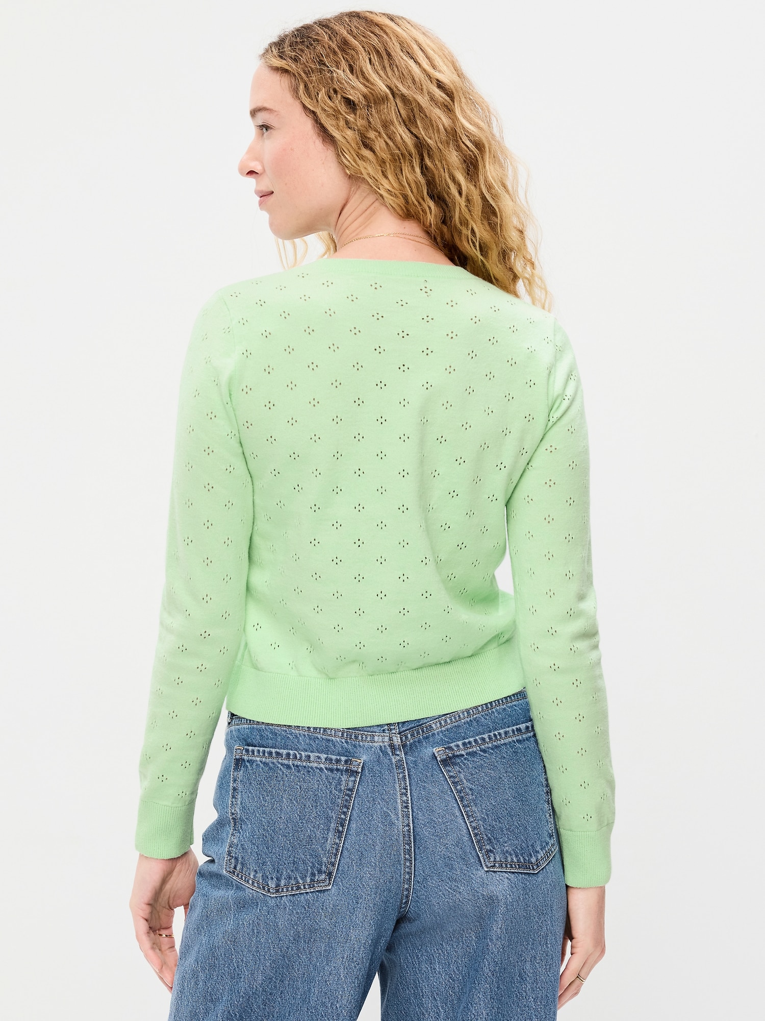 L'image numéro 2 présente Cardigan court en tricot pointelle SoSoft léger