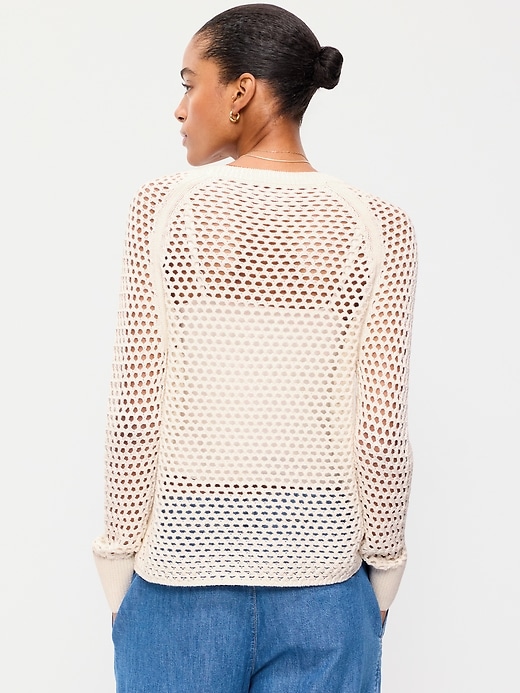 Image number 2 showing, Seaside Cotton Open-Knit Raglan Sweater