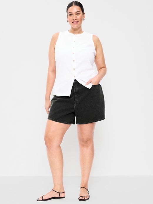 Image number 7 showing, High-Waisted Wow Baggy Jean Shorts -- 5-inch inseam