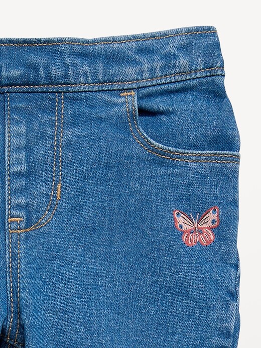 L'image numéro 4 présente Jean Wow évasé à taille haute élastique pour toute-petite fille