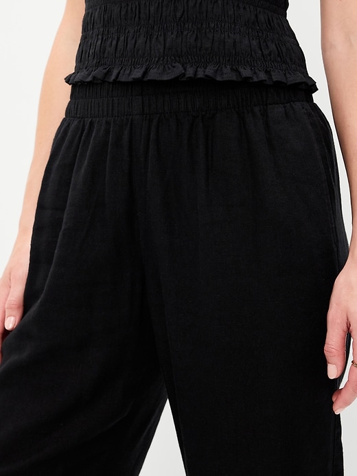 Image number 5 showing, High-Waisted Linen-Blend Straight Pants