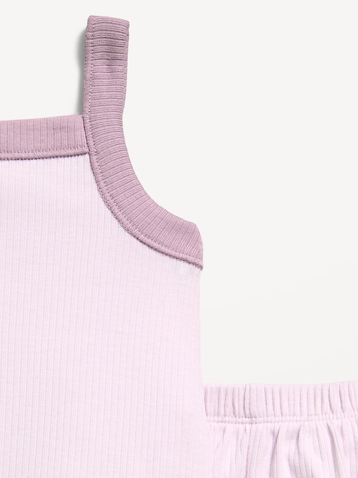 L'image numéro 3 présente Ensemble de camisole et short côtelés pour bébé