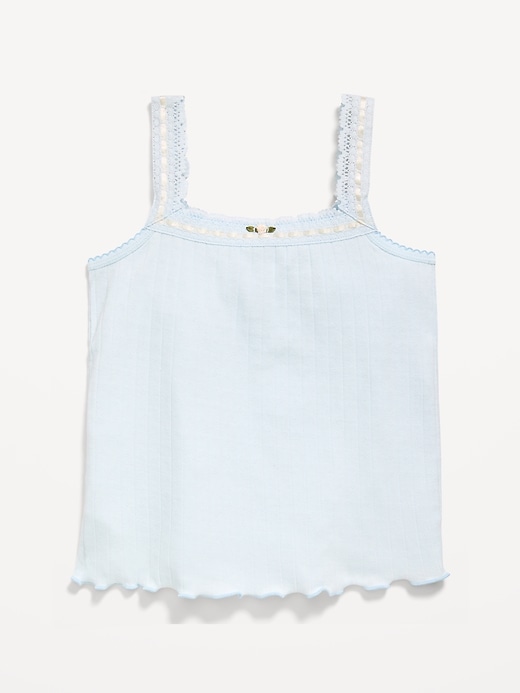 Image number 2 showing, Fitted Lace-Trim Pointelle Tank Top for Girls