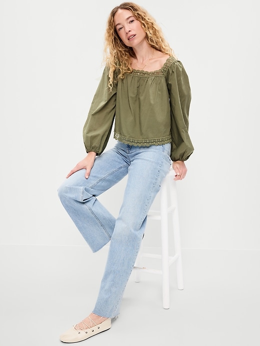 L'image numéro 3 présente Haut à manches longues à garnitures en dentelle