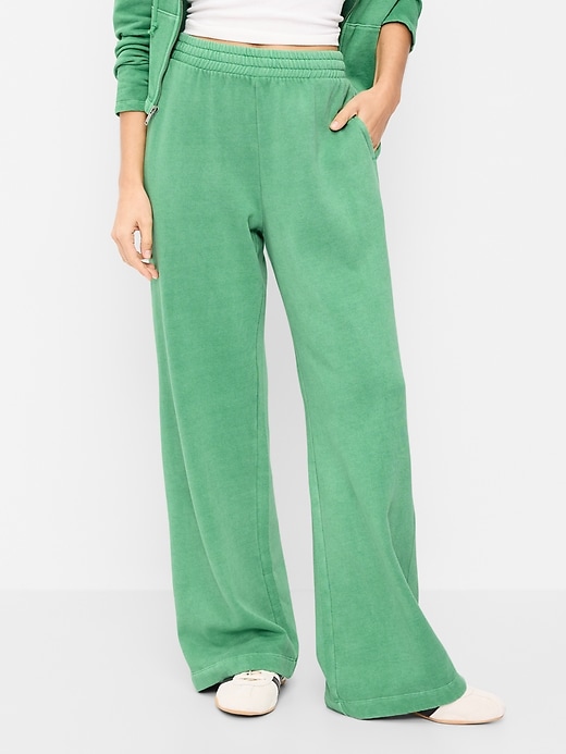 Image number 2 showing, High-Waisted Wide-Leg Sweatpants