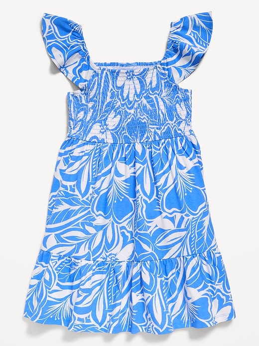 Image number 1 showing, Printed Fit and Flare Smocked Dress for Girls
