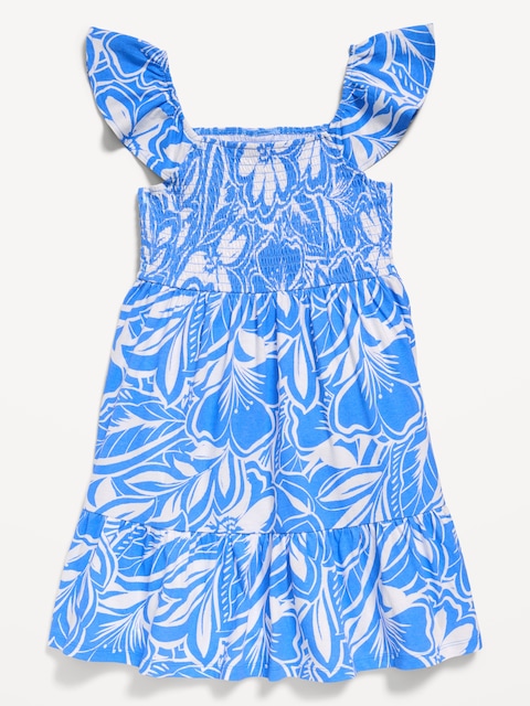 Printed Fit and Flare Smocked Dress for Girls