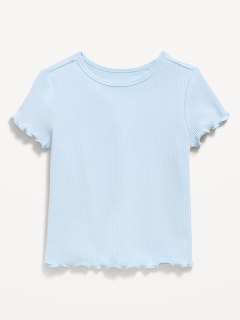 Short-Sleeve Lettuce-Edge T-Shirt for Toddler Girls