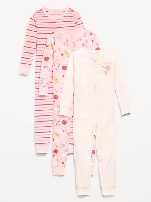 L'image numéro 1 présente Pyjama une-pièce ajusté à glissière bidirectionnelle unisexe pour tout-petit et bébé (paquet de 3)