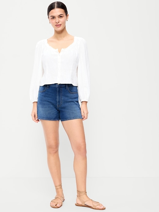 Image number 4 showing, High-Waisted Wow Jean Shorts -- 5-inch inseam