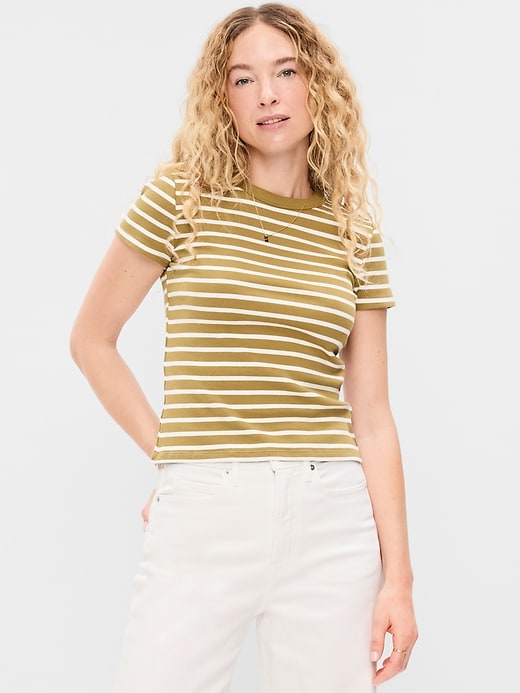 Image number 1 showing, Snug Crew-Neck Ribbed T-Shirt