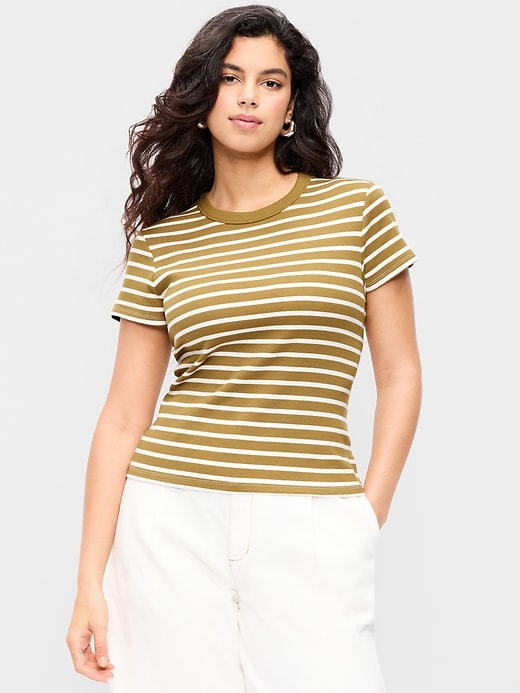 Image number 5 showing, Snug Crew-Neck Ribbed T-Shirt