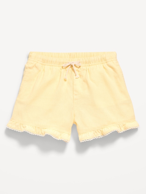 Linen-Blend Ruffled Shorts for Toddler Girls