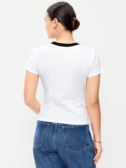 Image number 5 showing, Snug Ribbed Crop T-Shirt