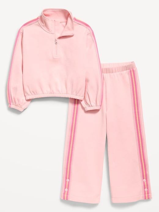 Image number 2 showing, Dynamic Fleece Quarter-Zip and Wide-Leg Sweatpants Set for Toddler Girls