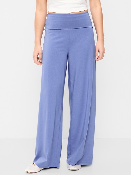 Image number 3 showing, High-Waisted PowerChill Fold-Over Wide-Leg Pants