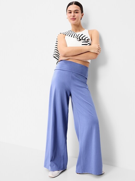 Image number 2 showing, High-Waisted PowerChill Fold-Over Wide-Leg Pants