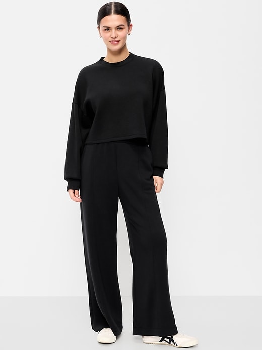 Image number 3 showing, High-Waisted Bounce Fleece Wide-Leg Sweatpants