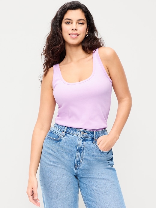 L'image numéro 5 présente Camisole Première couche côtelée à encolure dégagée