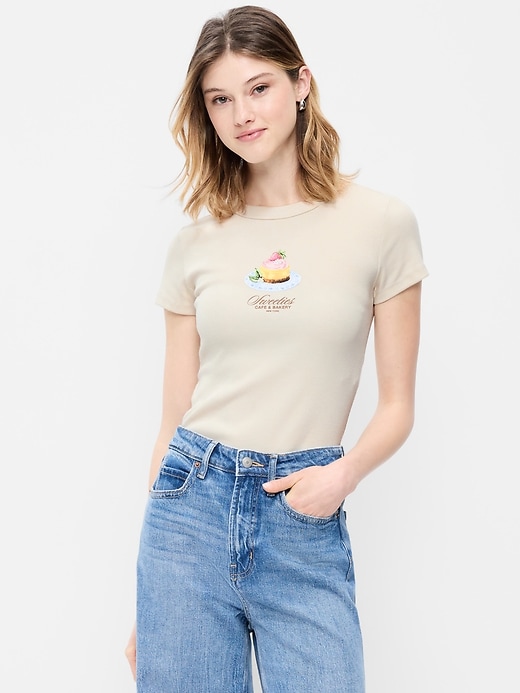 L'image numéro 1 présente T-shirt moulant à imprimé