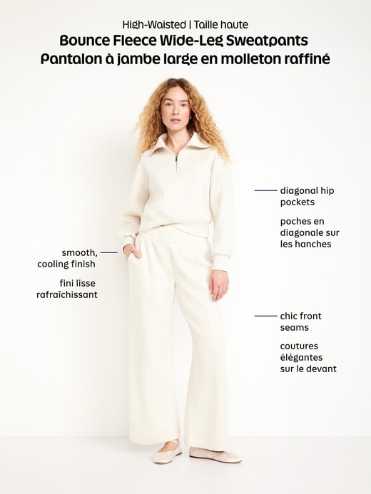 Image number 9 showing, High-Waisted Bounce Fleece Wide-Leg Sweatpants