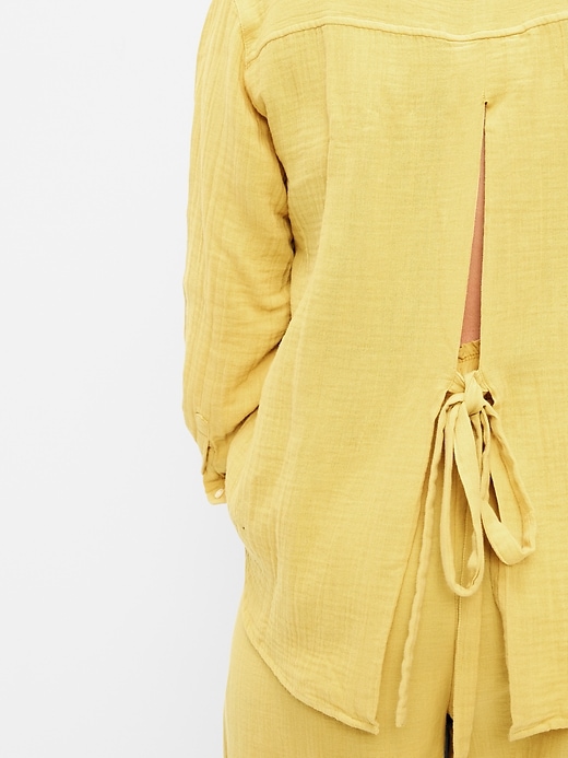Image number 3 showing, Open-Back Crinkle Gauze Button-Down Shirt