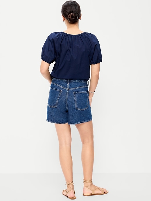 Image number 5 showing, High-Waisted Wow Baggy Jean Shorts -- 5-inch inseam