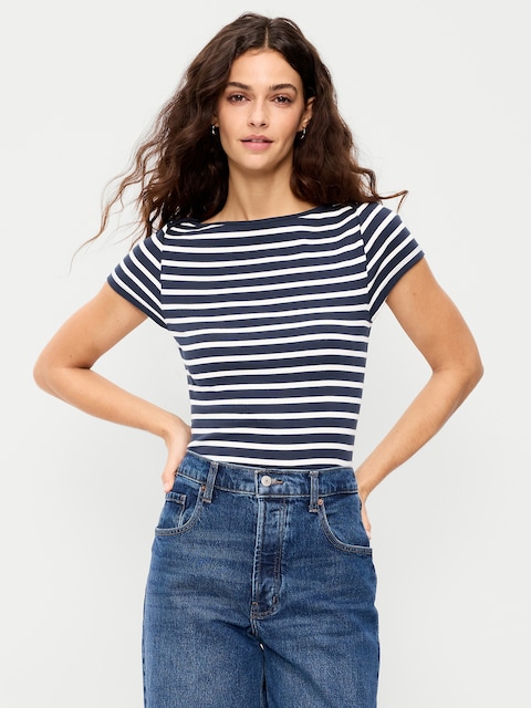 T-SHIRT AJUSTÉ À ENCOLURE BATEAU