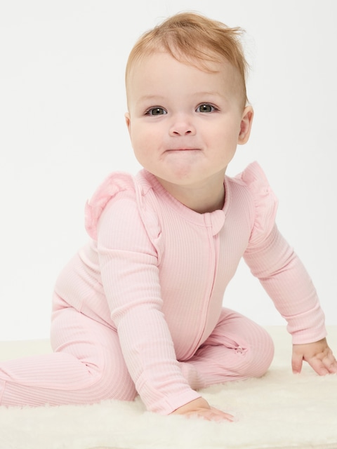 2-Way-Zip Sleep & Play Ribbed Footed One-Piece for Baby