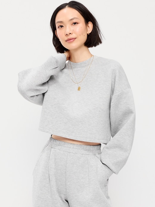 Image number 1 showing, Bounce Fleece Crew-Neck Cropped Top