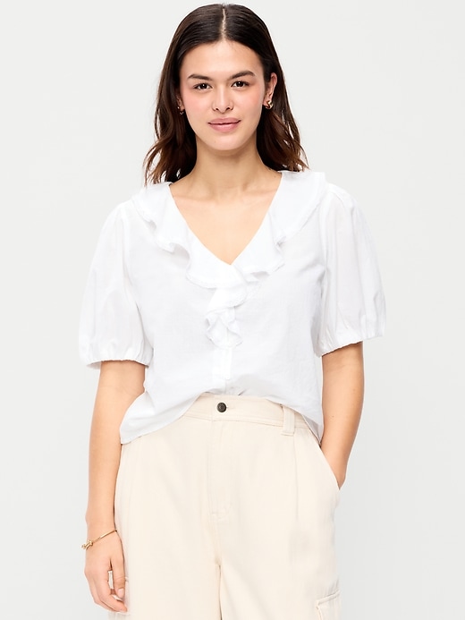 Image number 5 showing, Ruffle Collar Button-Down Top
