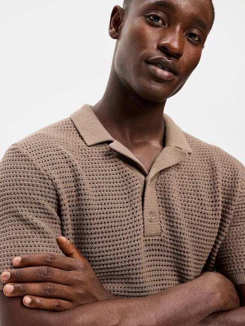 Short-Sleeve Polo Sweater