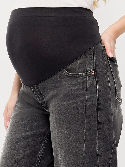 Image number 5 showing, Maternity Full-Panel Barrel Ankle Jeans