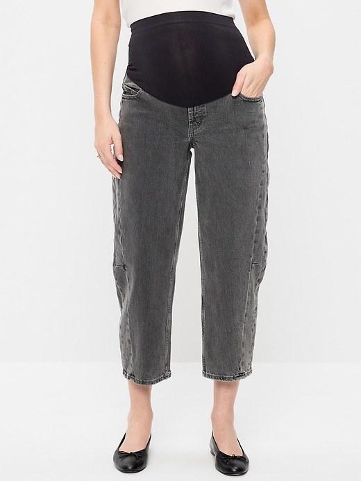 Image number 2 showing, Maternity Full-Panel Barrel Ankle Jeans