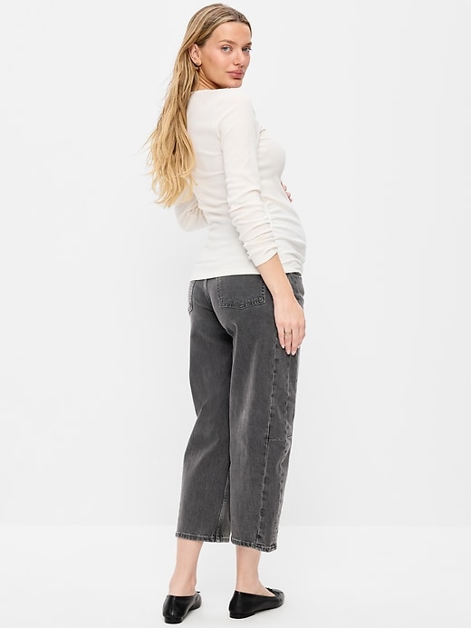 Image number 3 showing, Maternity Full-Panel Barrel Ankle Jeans