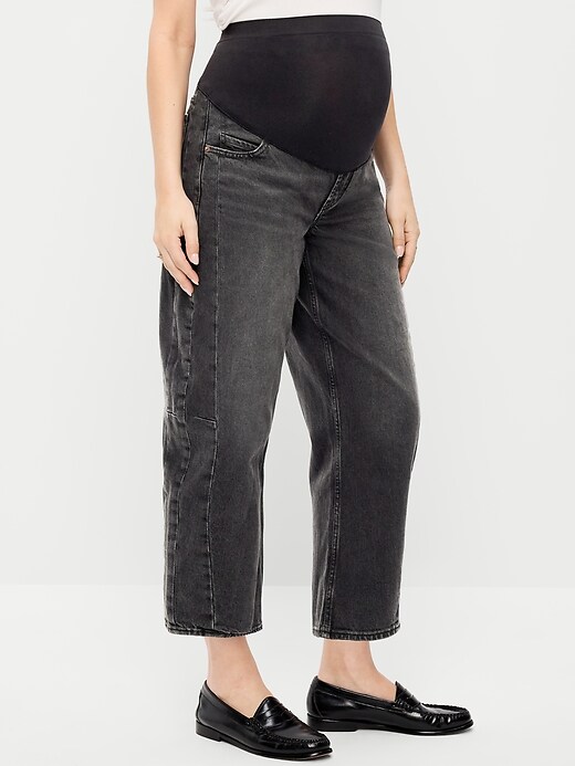 Image number 2 showing, Maternity Full-Panel Barrel Ankle Jeans