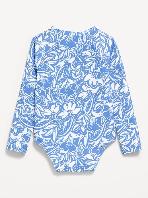 Image number 2 showing, Printed Zip-Front Rashguard One-Piece Swimsuit for Toddler Girls