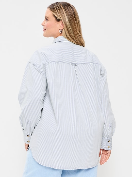 Image number 8 showing, Oversized Boyfriend Button-Down Jean Shirt