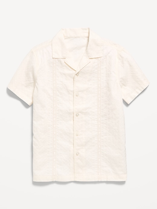 Image number 1 showing, Short-Sleeve Embroidered Eyelet Shirt for Boys