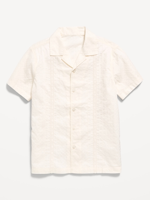 Short-Sleeve Embroidered Eyelet Shirt for Boys