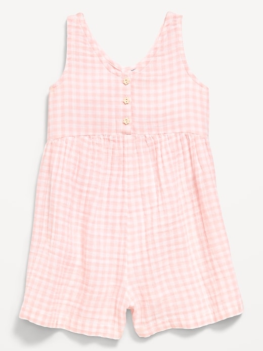 Image number 1 showing, Oversized Sleeveless Double-Weave Romper for Toddler Girls