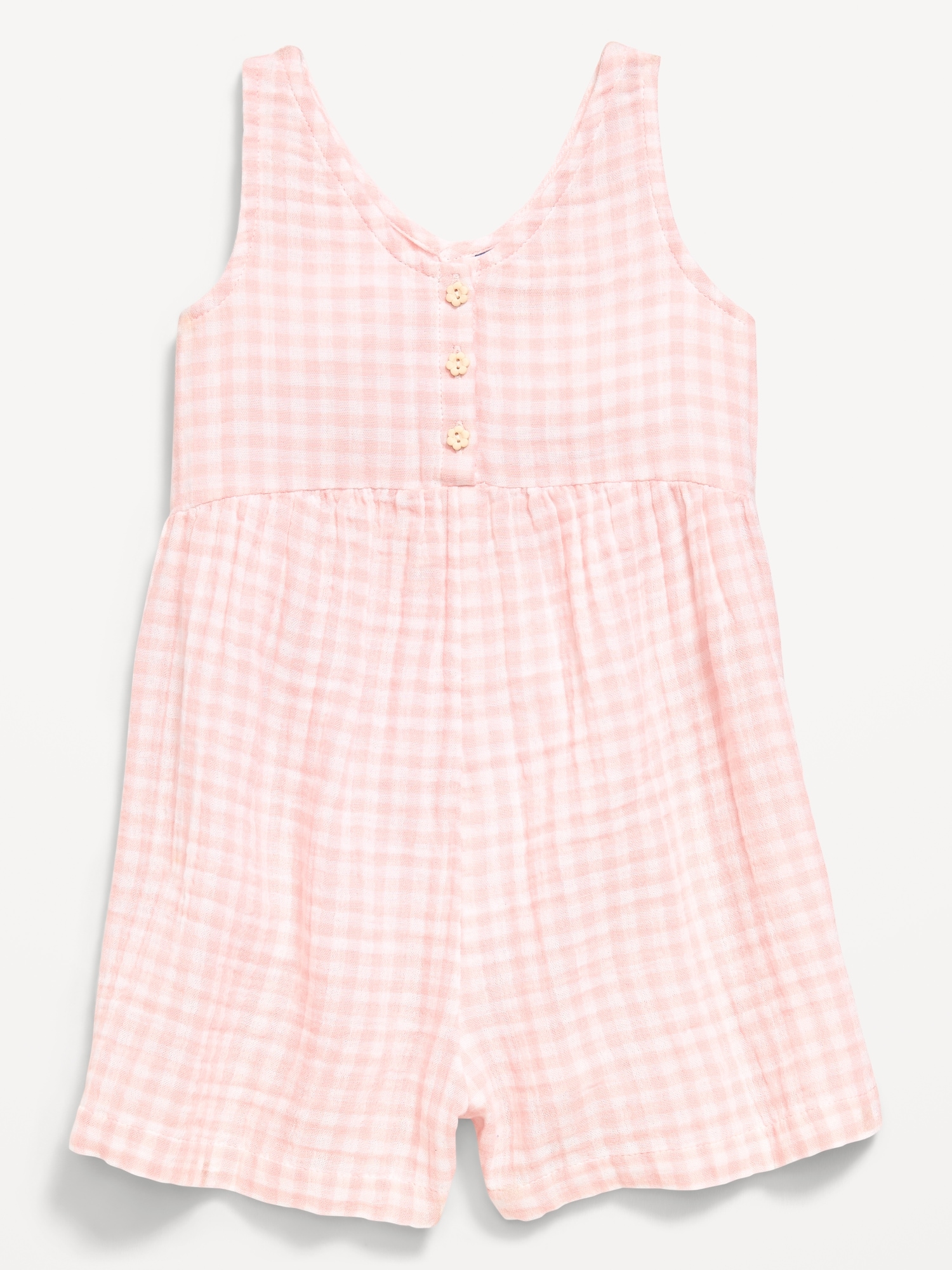 Oversized Sleeveless Double-Weave Romper for Toddler Girls