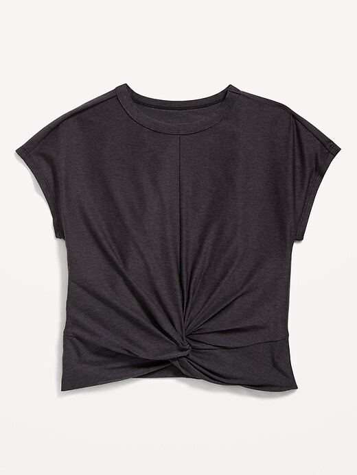 Image number 2 showing, CloudMotion Short-Sleeve Front-Knot T-Shirt for Girls