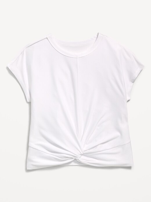 Image number 1 showing, CloudMotion Short-Sleeve Front-Knot T-Shirt for Girls