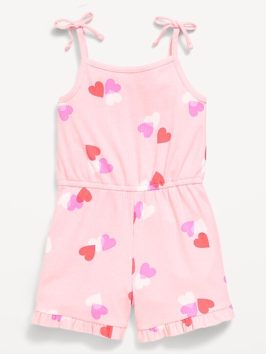 Image number 1 showing, Sleeveless Tie-Bow Ribbed Romper for Toddler Girls