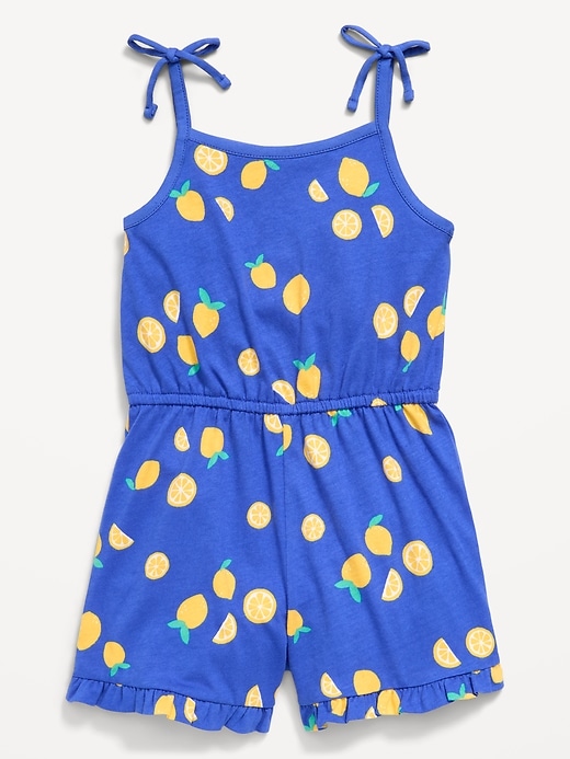 Image number 1 showing, Printed Sleeveless Tie-Bow Romper for Toddler Girls