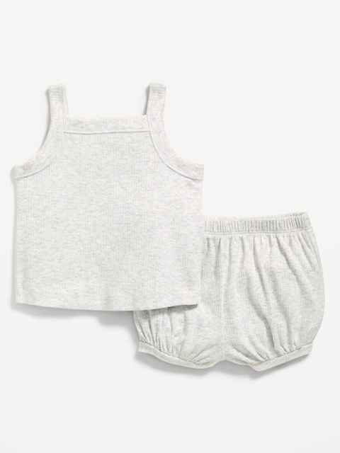 ENSEMBLE DE CAMISOLE ET SHORT CÔTELÉS POUR BÉBÉ
