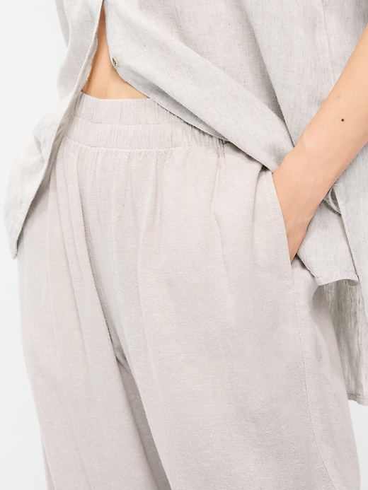 Image number 5 showing, High-Waisted Linen-Blend Straight Pants