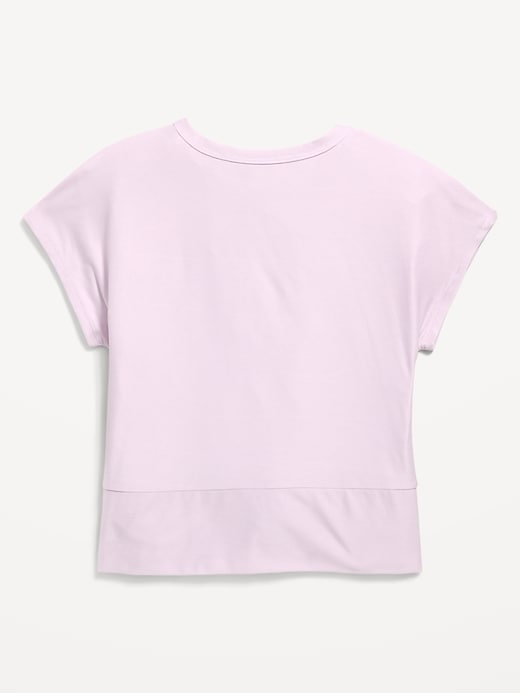 Image number 3 showing, CloudMotion Short-Sleeve Front-Knot T-Shirt for Girls