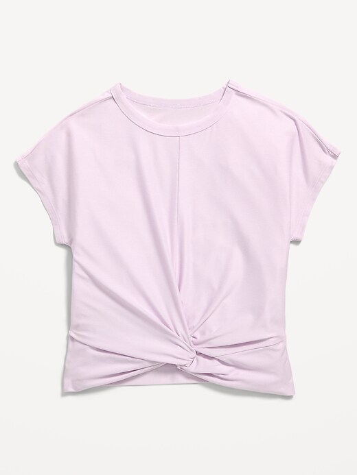 Image number 1 showing, CloudMotion Short-Sleeve Front-Knot T-Shirt for Girls